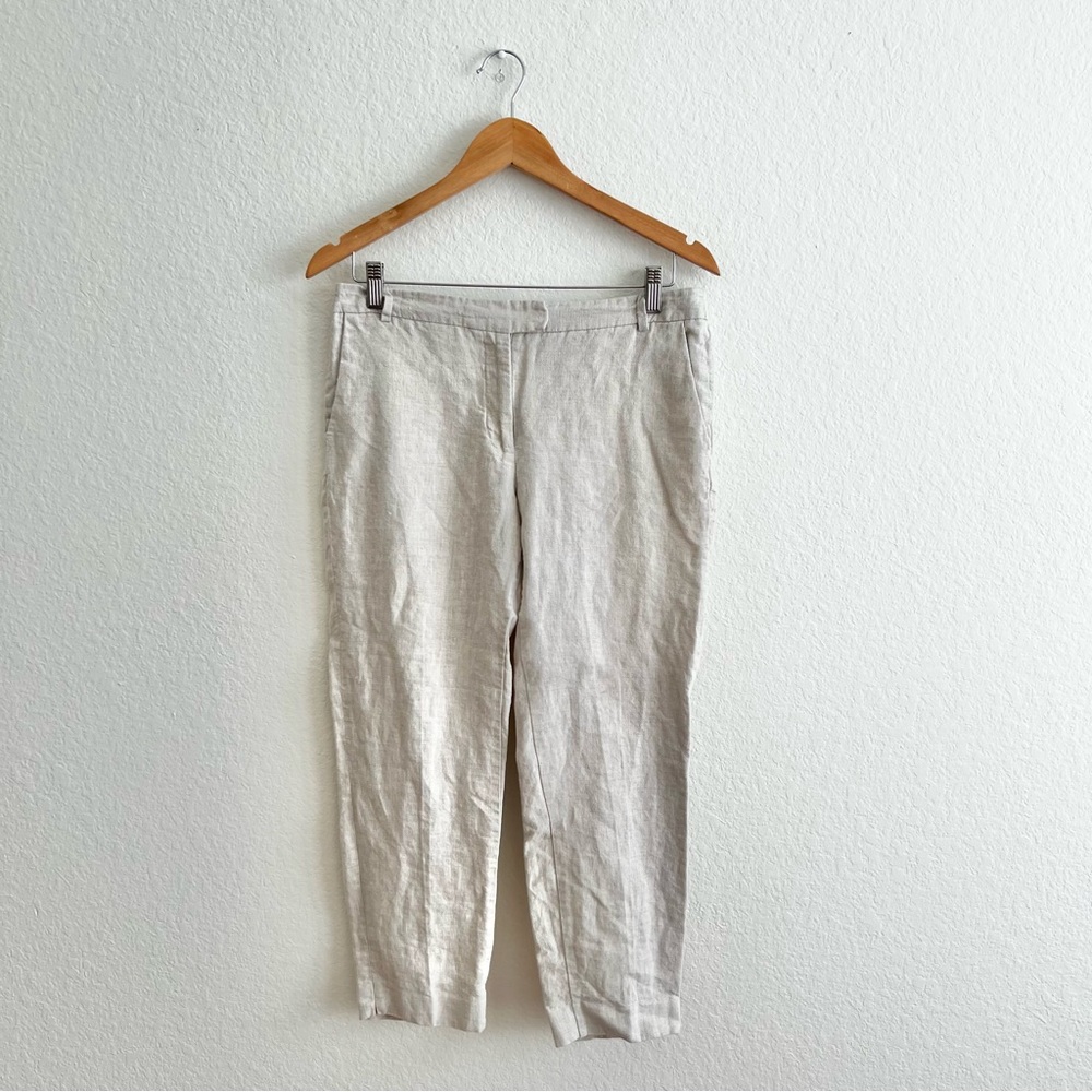 Zara 100% Linen Cream Dress Trouser Pant Sz 6